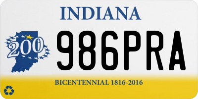 IN license plate 986PRA