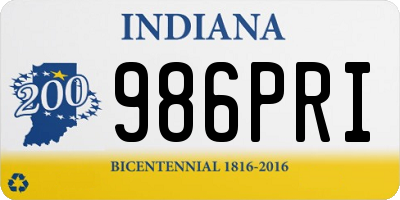 IN license plate 986PRI