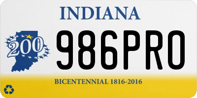 IN license plate 986PRO
