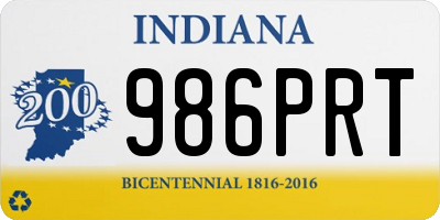 IN license plate 986PRT