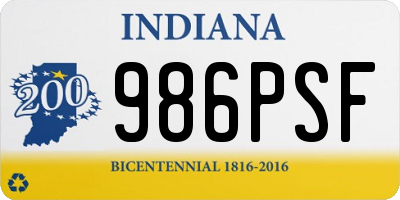 IN license plate 986PSF