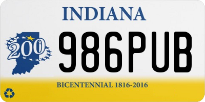 IN license plate 986PUB