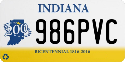 IN license plate 986PVC