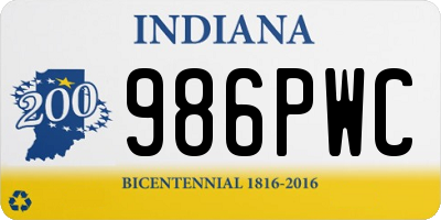 IN license plate 986PWC