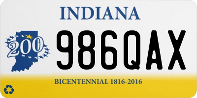 IN license plate 986QAX