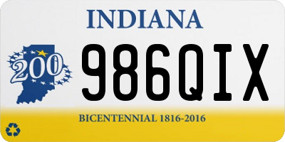 IN license plate 986QIX