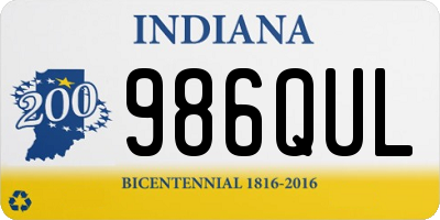 IN license plate 986QUL