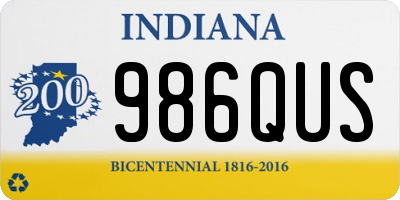 IN license plate 986QUS