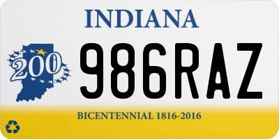 IN license plate 986RAZ