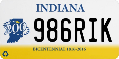 IN license plate 986RIK