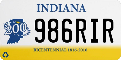 IN license plate 986RIR