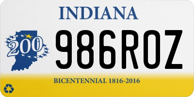 IN license plate 986ROZ