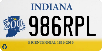 IN license plate 986RPL