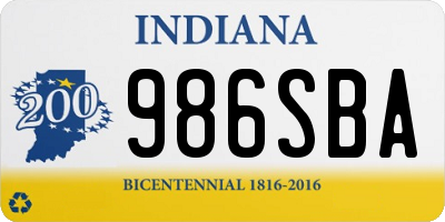 IN license plate 986SBA