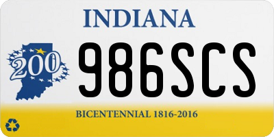 IN license plate 986SCS