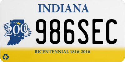 IN license plate 986SEC