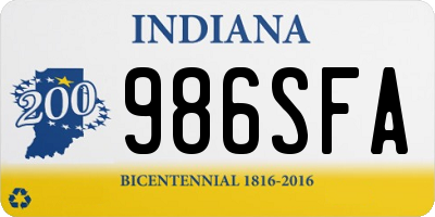 IN license plate 986SFA