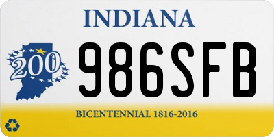 IN license plate 986SFB