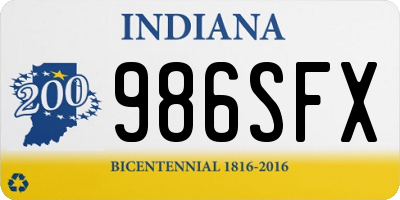 IN license plate 986SFX