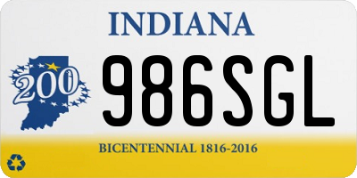 IN license plate 986SGL