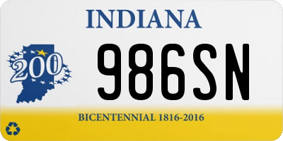 IN license plate 986SN