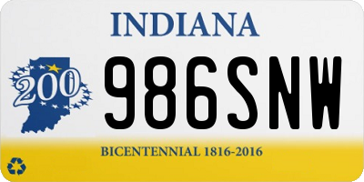 IN license plate 986SNW