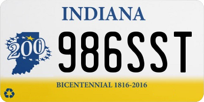 IN license plate 986SST