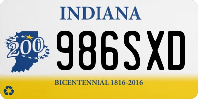 IN license plate 986SXD