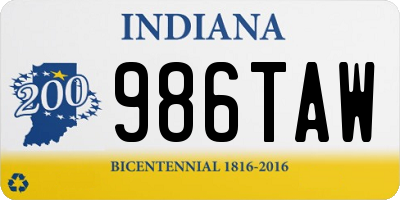 IN license plate 986TAW