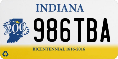 IN license plate 986TBA