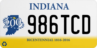 IN license plate 986TCD