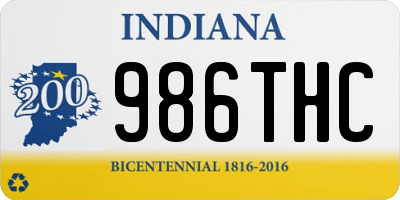 IN license plate 986THC