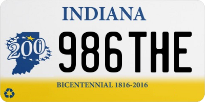 IN license plate 986THE