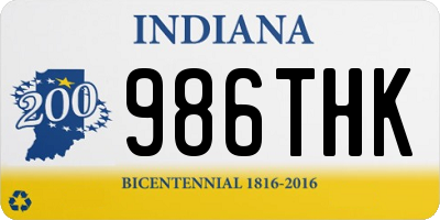 IN license plate 986THK
