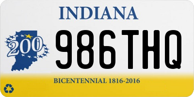 IN license plate 986THQ