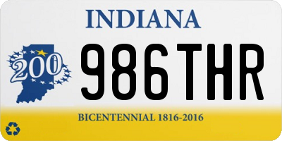 IN license plate 986THR