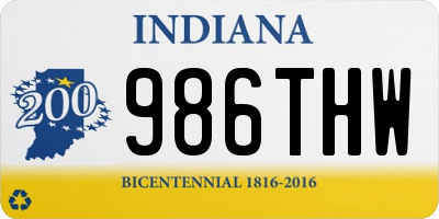 IN license plate 986THW