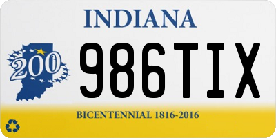 IN license plate 986TIX