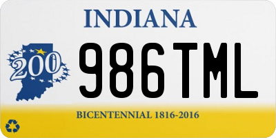 IN license plate 986TML