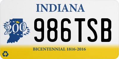 IN license plate 986TSB
