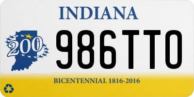 IN license plate 986TTO