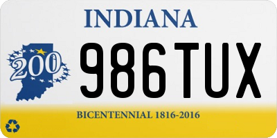 IN license plate 986TUX