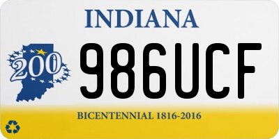 IN license plate 986UCF