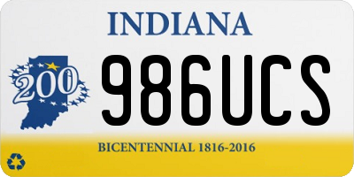 IN license plate 986UCS