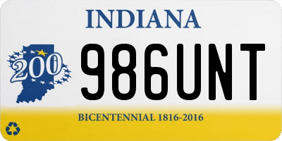 IN license plate 986UNT