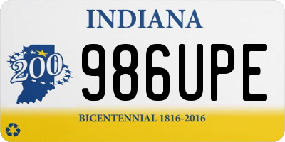 IN license plate 986UPE