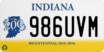 IN license plate 986UVM