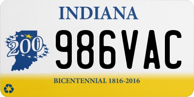IN license plate 986VAC
