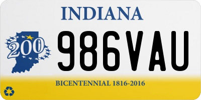 IN license plate 986VAU