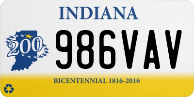 IN license plate 986VAV